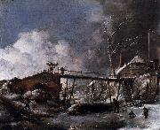 Philips Wouwerman Winter Landscape with Wooden Bridge USA oil painting artist